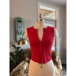 Wild Fable Red Sleeveless Button Tank